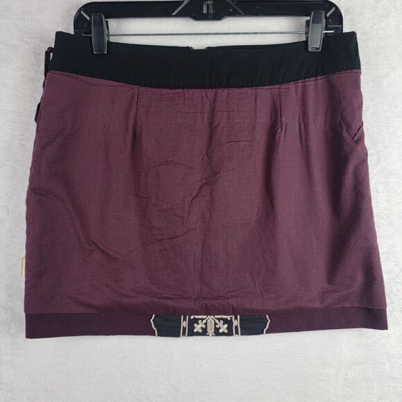 Anthropologie Skirt Purple Black Bohemian Embroidery Sz 8 Whimsigoth Grunge - Picture 4 of 10